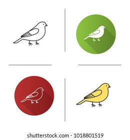 Canary icon. Flat design, linear and color styles. Songbird. Isolated vector illustrations