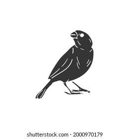 Canary Icon Silhouette Illustration. Bird Vector Graphic Pictogram Symbol Clip Art. Doodle Sketch Black Sign.