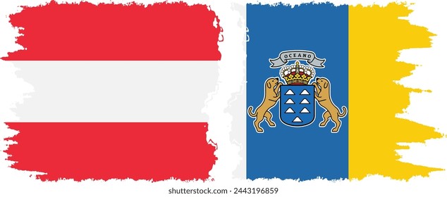 Canary Islands and Austria grunge flags connection, vector