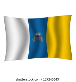 Canary Islands flag background with cloth texture. Canary Islands Flag vector illustration eps10. - Vector