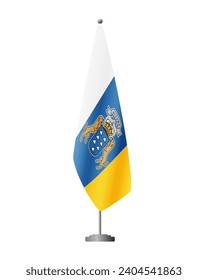 Canary Islands flag on flag stand for official meetings, transparent background, vector