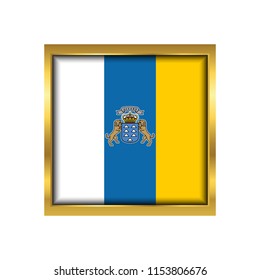 Canary Islands Flag Vector Square Icon - Illustration. Abstract concept, icon,golden square, button. Raster illustration on white background.