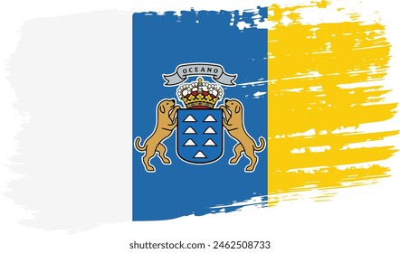 Canary Islands flag, wide brush stroke on transparent background, vector.