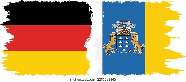 Canary Islands and Germany grunge flags connection, vector