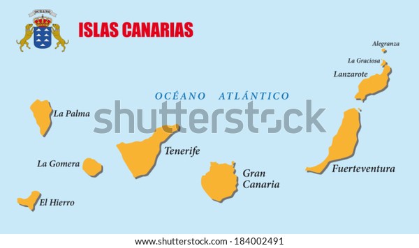 Canary Islands Map Stock Vector (Royalty Free) 184002491 | Shutterstock