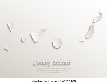 Canary Islands map card paper 3D natural vector