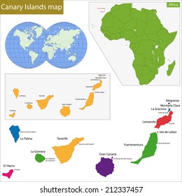 Canary Islands map with high detail and accuracy