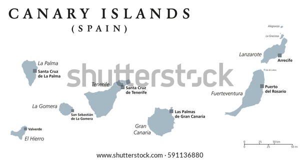 Image Vectorielle De Stock De Carte Politique Des Iles Canaries Avec 591136880
