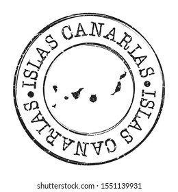 Canary Islands Spain Map Postmark. Silhouette Postal Passport. Stamp Round Vector Icon. Vintage Postage Design.