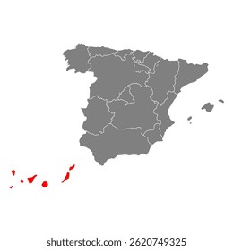 Canary Islands of Spain map symbol shape, travel web flat vector illustration .