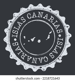 Canary Islands, Spain Stamp Travel Passport. Design Retro Symbol Country. Old Vintage Postmark.