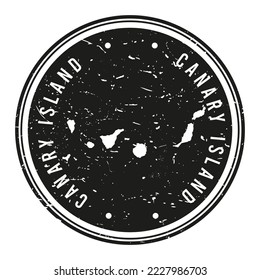 Canary Islands, Spain Stamp Travel Passport. Design Retro Symbol Country. Old Vintage Postmark.