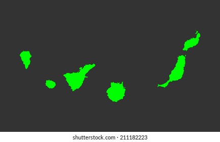 Canary Islands vector map high detailed silhouette illustration isolated on black background.