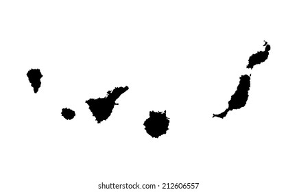 Canary Islands vector map silhouette, high detailed illustration isolated on white background.