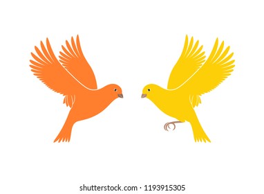 Canary logo. Isolated canary on white background. Bird



