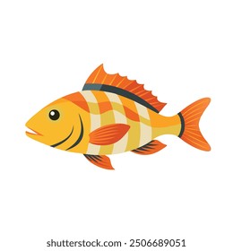 Canary Rockfish Under water animal flat vector illustration.
