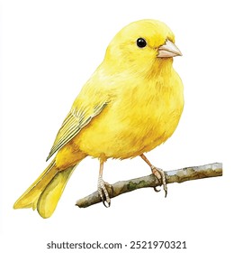 Canary watercolor clipart isolated white background 