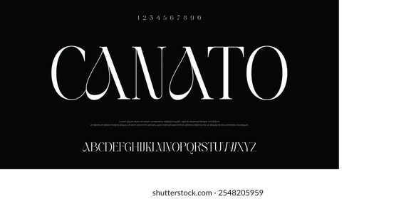 Canato Lettering Minimalist Fashion. Elegant alphabet letters serif font and number. Typography fonts regular uppercase, lowercase.