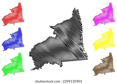 Canavieiras municipality (Bahia state, Municipalities of Brazil, Federative Republic of Brazil) map vector illustration, scribble sketch Canavieiras map