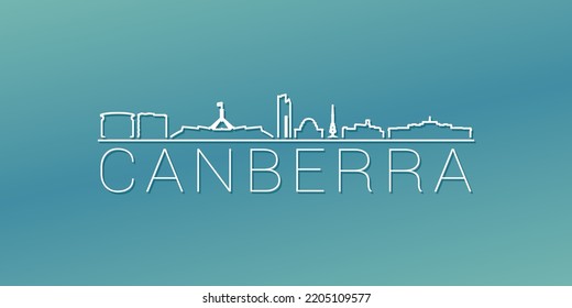 Canberra ACT, Australia Skyline Linear Design. Flat City Illustration Minimal Clip Art. Background Gradient Travel Vector Icon. svg