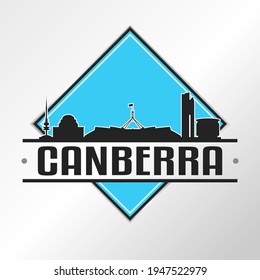 Canberra ACT, Australia Skyline Logo. Adventure Landscape Design Vector City Illustration Vector illustration.