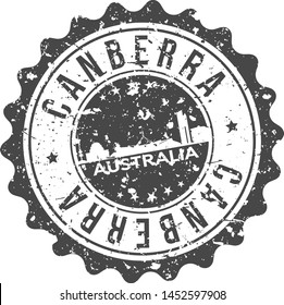 Canberra Australia City Skyline. Silhouette City. Design Vector. Famous Monuments.