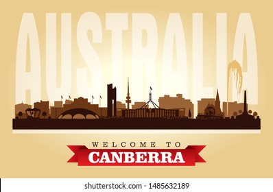 Canberra Australia city skyline vector silhouette illustration svg