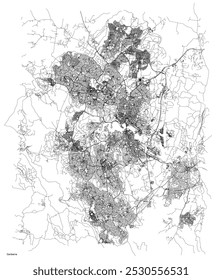Canberra city map with roads and streets, Australia. Vector outline illustration.