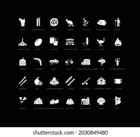 Canberra. Collection of perfectly simple monochrome icons for web design, app, and the most modern projects. Universal pack of classical signs for category Countries and Cities.