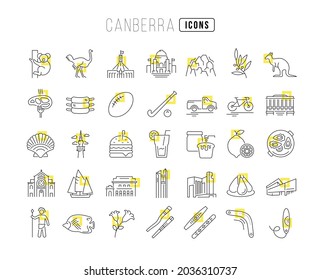 Canberra. Collection of perfectly thin icons for web design, app, and the most modern projects. The kit of signs for category Countries and Cities.