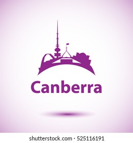 Canberra detailed silhouette. Trendy vector illustration, flat style. Stylish colorful landmarks. Parliament House the symbol of Canberra, Australia svg
