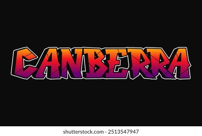 Canberra - letras de una sola palabra, estilo graffiti. Logotipo dibujado a mano de Vector. Camiseta divertida de la impresión del estilo del graffiti de la moda, de Canberra, concepto del cartel