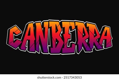 Canberra - letras de una sola palabra, estilo graffiti. Logotipo dibujado a mano de Vector. Camiseta divertida de la impresión del estilo del graffiti de Australia, moda, concepto del cartel