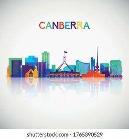 Canberra skyline silhouette in colorful geometric style. Symbol for your design. Vector illustration. svg