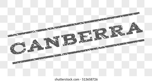 Canberra watermark stamp. Text tag between parallel lines with grunge design style. Rubber seal stamp with dirty texture. Vector grey color ink imprint on a chess transparent background.