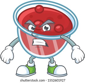 Canberries sauce with annoyed mascot on white background