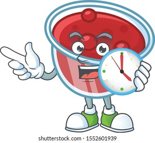 Canberries sauce with bring clock mascot on white background