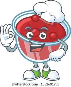 Canberries sauce with chef mascot on white background