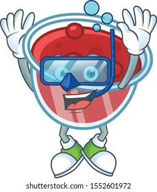 Canberries sauce with diving mascot on white background