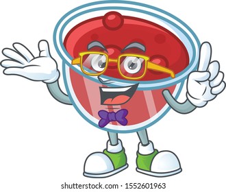 Canberries sauce with geek mascot on white background