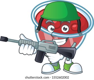 Canberries sauce icon in character shape army.