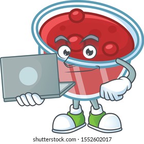 Canberries sauce icon in character shape with bring laptop.