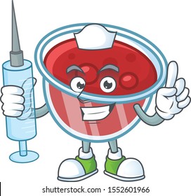 Canberries sauce with nurse mascot on white background