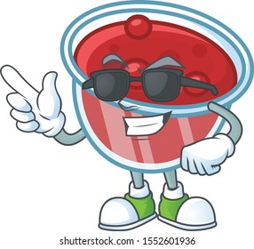 Canberries sauce with super cool mascot on white background
