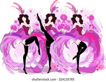 Cancan dancers sketch