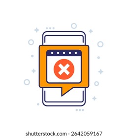 Cancel appointment icon with calendar and mobile phone