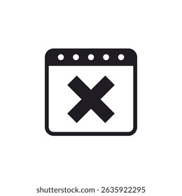 Cancel appointment icon with calendar, pictogram on white