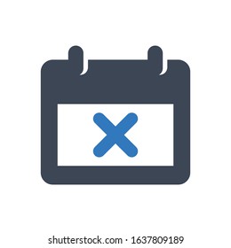Cancel appointment vector icon on white background.