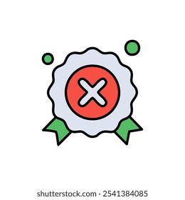 Cancel badge icon. Flat design style vector illustration.