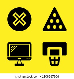 cancel, basketball, billiard and monitor vector icon set. Sample icons set for web and graphic design